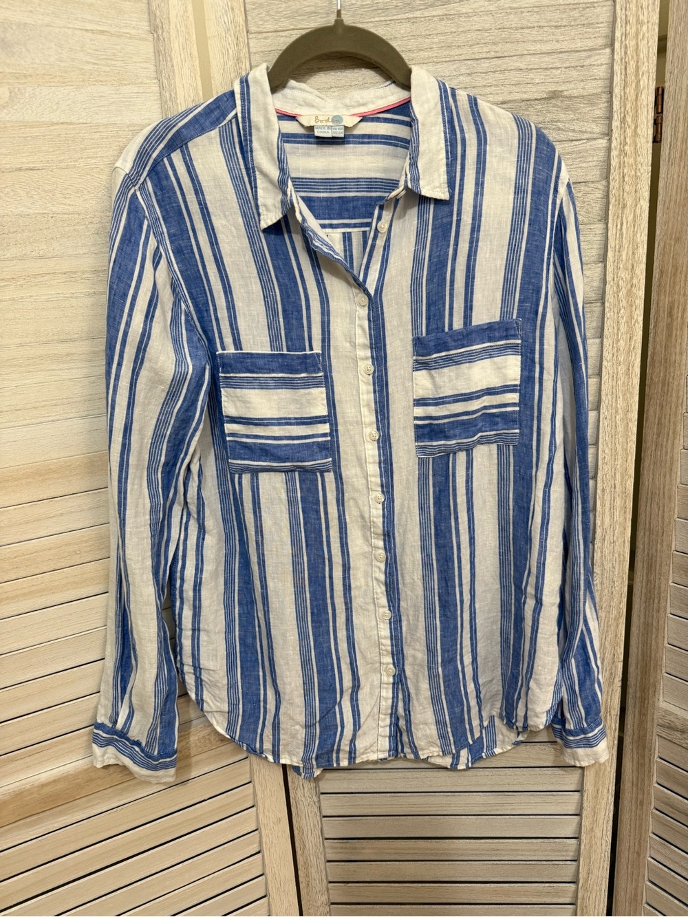 Boden Blue & White Vertical Stripe Button-Down Shirt